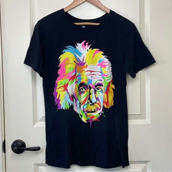 Other - Albert Einstein Graphic Short Sleeve Tee Shirt Black Cotton Abstract Men Medium